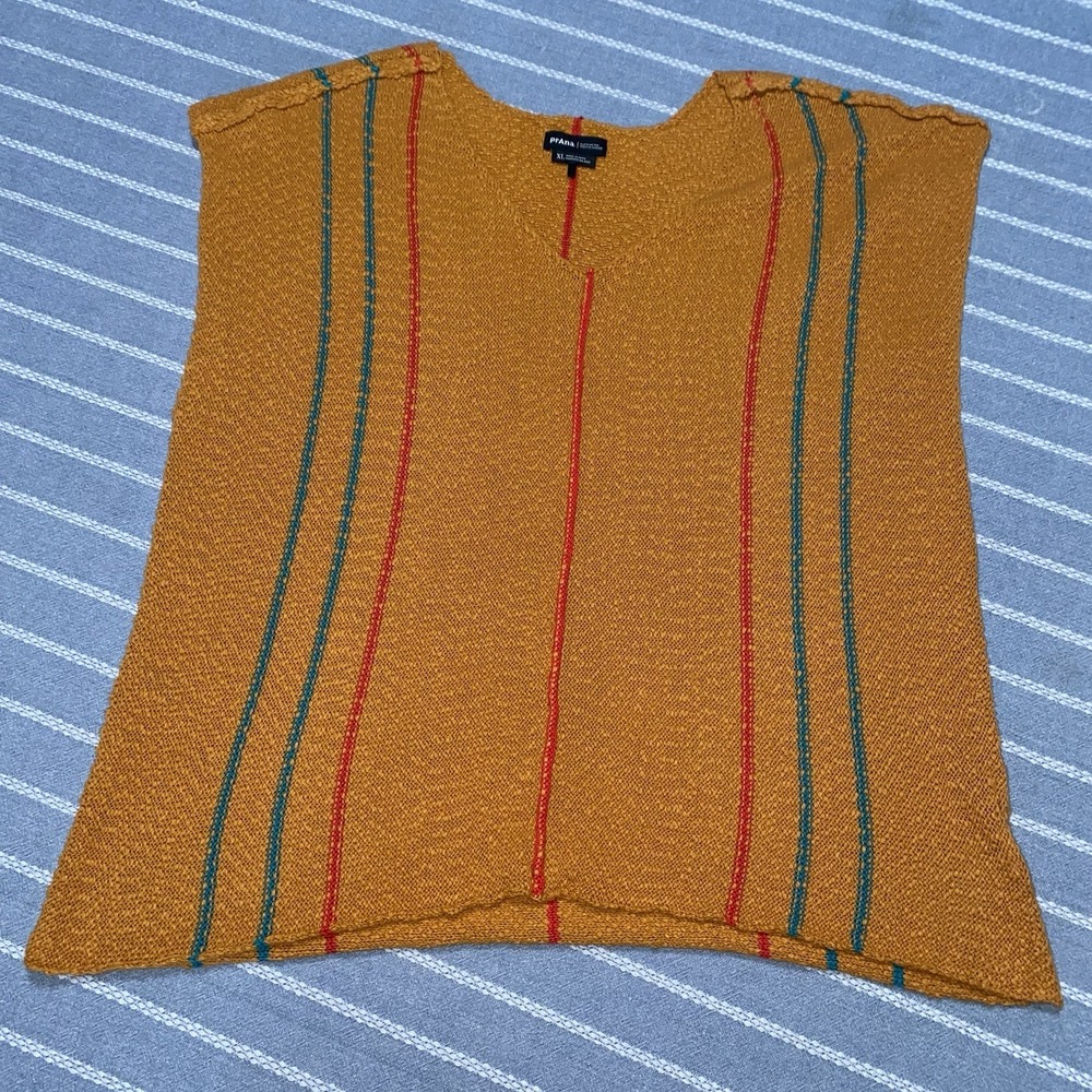 PrAna Orange Organic Cotton Sleeveless Wave Maker Sweater Top XL